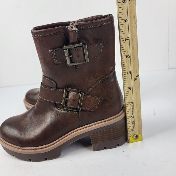 BOC By Born Women's Monika Stacked Heel Moto Boots Brown size 6M - Picture 13 of 14